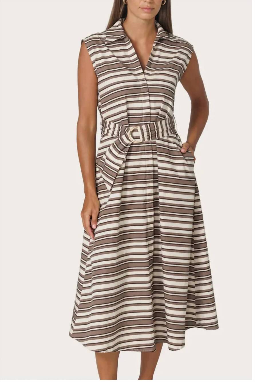 NEW LUSANA chloe poplin dress in beachmark striped